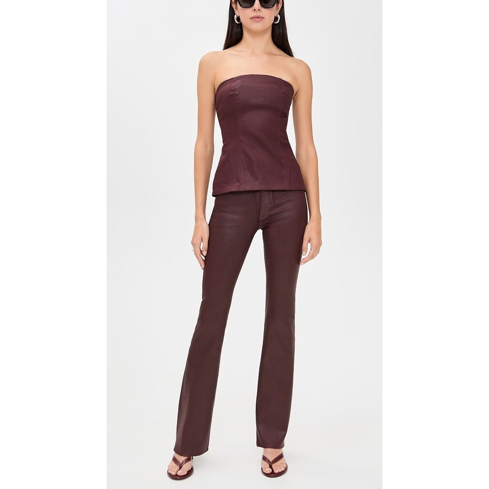 NWT DL1961 Bridget Boot High Rise Instasculpt Crop Coated Jeans Chocolate